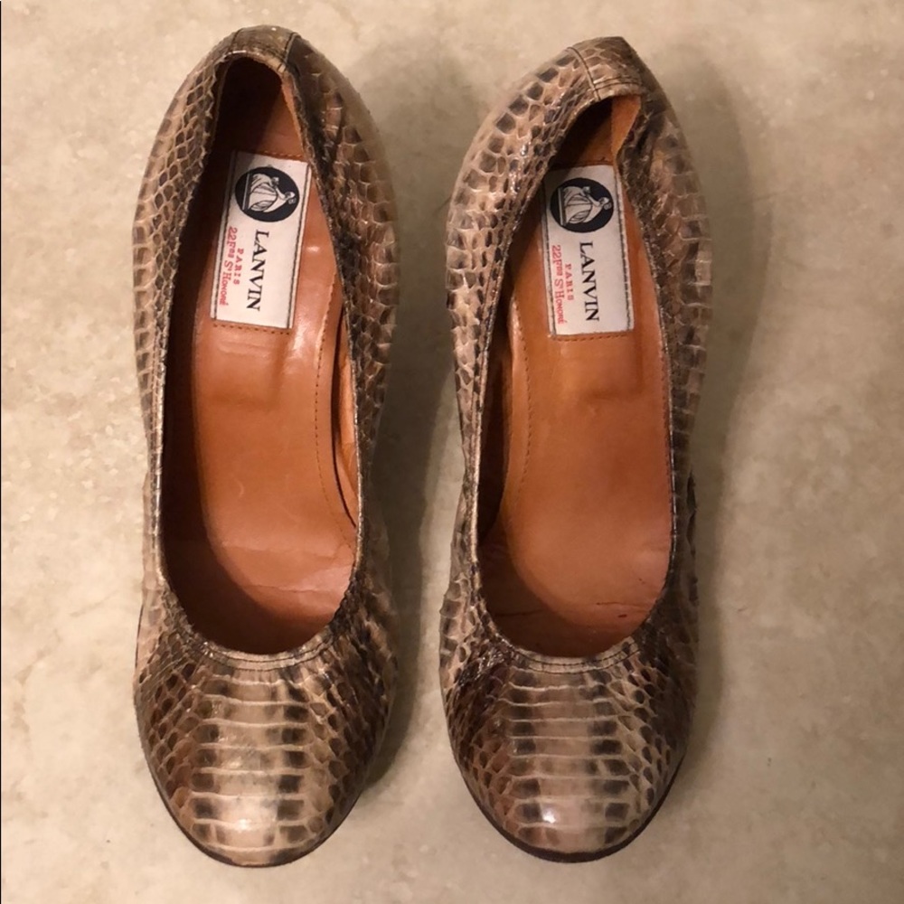 Lanvin Brown Python Wedges - image 5